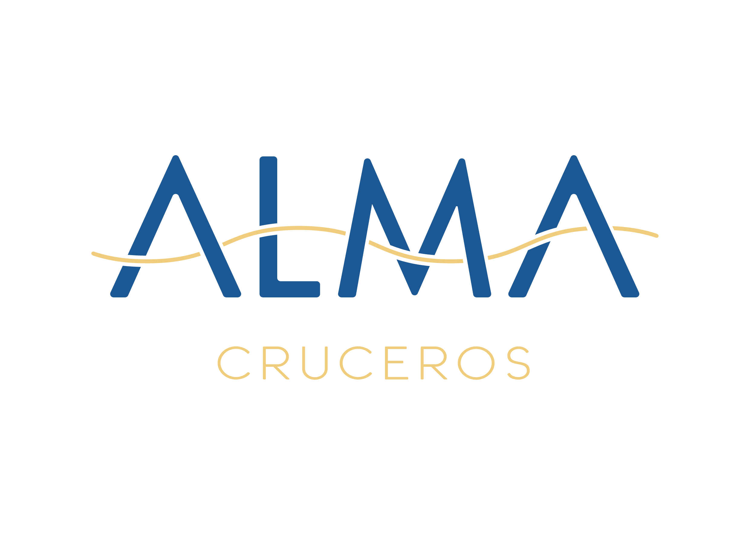 Logotipo de Alma Cruceros en azul