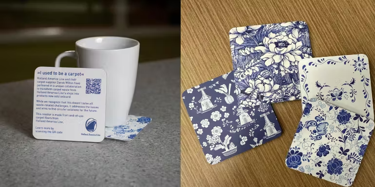Holland America Line da nueva vida a sus alfombras convirtiéndolas en portavasos de recuerdo